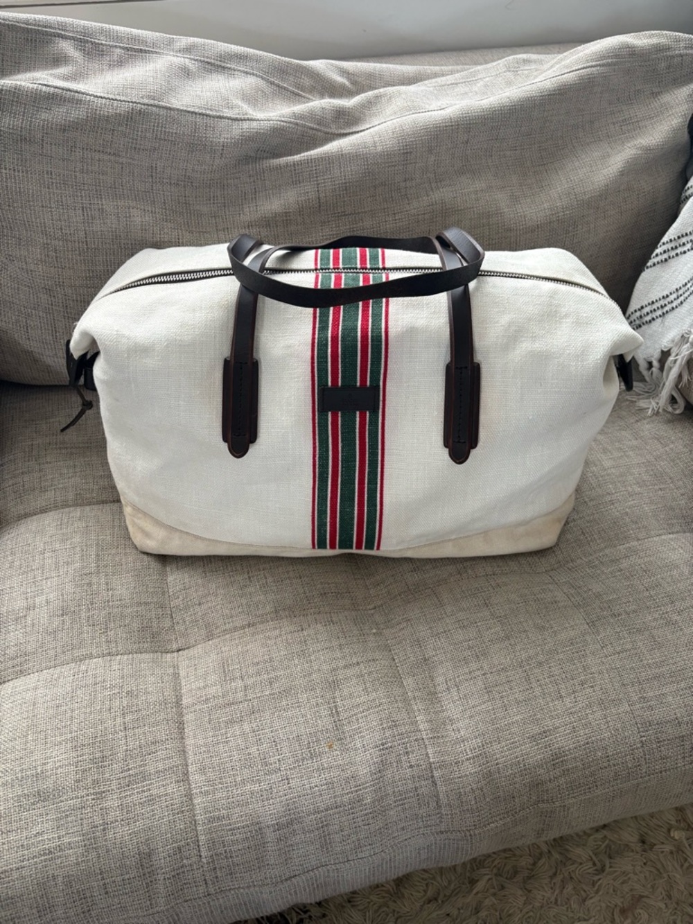 Gucci Striped Canvas Weekender Carryall Holdall Bag with Red & Green Stripe - Picture 2 of 16